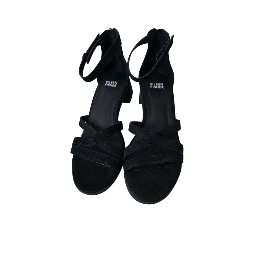 Eileen Fisher Womens Size 7 Jazzy Black Heel Sandals - Picture 2 of 8